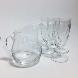 Crystal Princess House Heritage Pitcher & 5” Juice Glasses Cocktails Whiskey 5pc